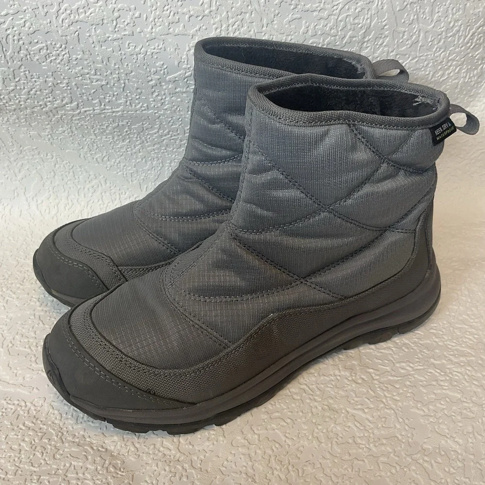 Keen TerradoraII Womens Wintry Boots Sz 7 Gray/Silver Waterproof Pull On Quilted
